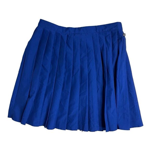 Adidas Skirt WMNS 8 Blue Pleated Lifestyle Tennis Collegiate Sporty Logo Preppy - Picture 13 of 16